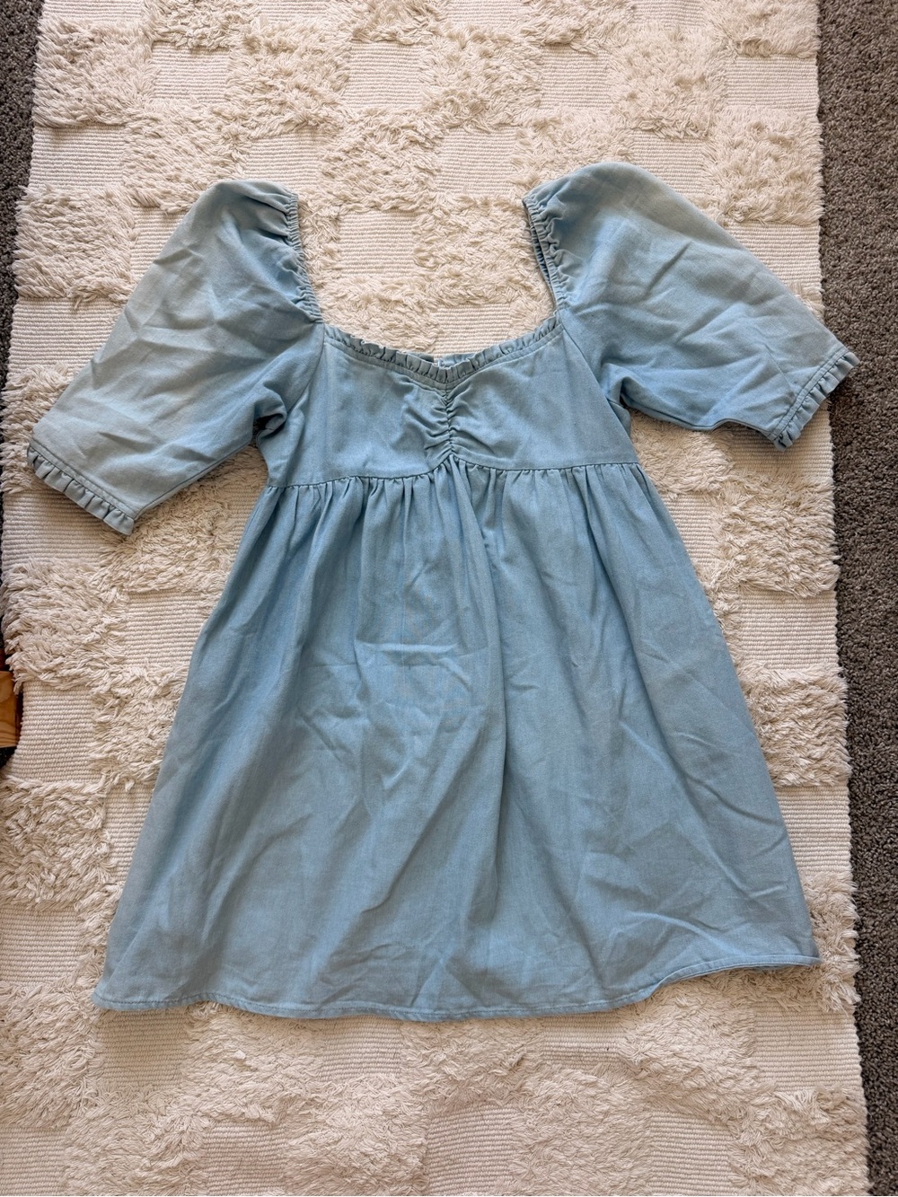 Denim Puff-Sleeve Dress